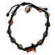 Job's Tear Medjugorje bracelet with tau in olive tree, black rope and medallion s2