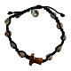 Medjugorje Job's Tear bracelet tau olive wood black cord s1