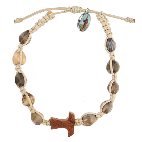 Medjugorje Armband Träne Hiobs Olivenholztau Taubenfarbiges Seil 1