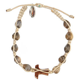 Bracciale Medjugorje Lacrima Giobbe tau olivo corda tortora