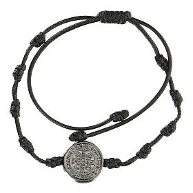Medjugorje adjustable black bracelet with Saint Benedict's medal