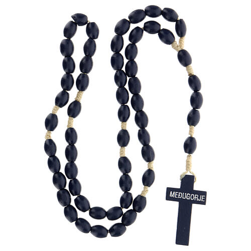 Blue wood Medjugorje rosary Chi-Rho 4