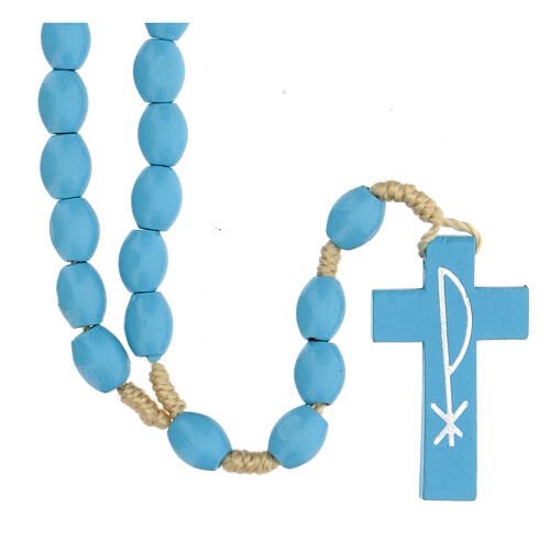 Blue wood rosary Medjugorje 5