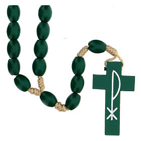 Green wood rosary Medjugorje handcrafted