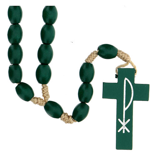 Green wood rosary Medjugorje handcrafted 1