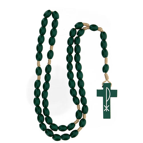 Green wood rosary Medjugorje handcrafted 4