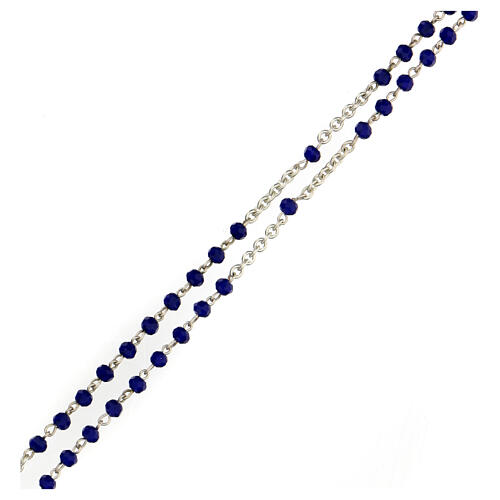 Medjugorje rosary necklace, blue cristal and steel 3