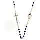 Medjugorje rosary necklace, blue cristal and steel s1