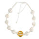 St Benedict Decade bracelet white polished stone beads gold medal s2