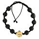 Pulseira Medjugorje contas pretas pedra polida São Bento ouro s1