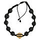 St Benedict Decade bracelet black polished stone beads gold medal s2