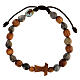 Medjugorje bracelet round beads of olive tree and tau cross  s1