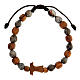 Medjugorje bracelet round beads of olive tree and tau cross  s2