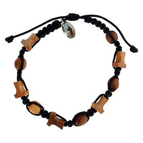 Medjugorje bracelet tau olive tree beads blue rope 