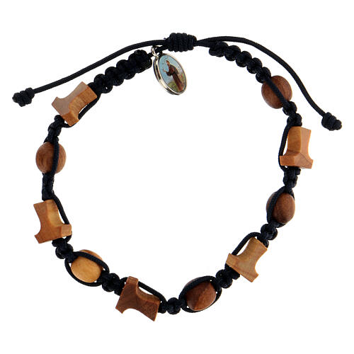 Medjugorje bracelet tau olive tree beads blue rope  1