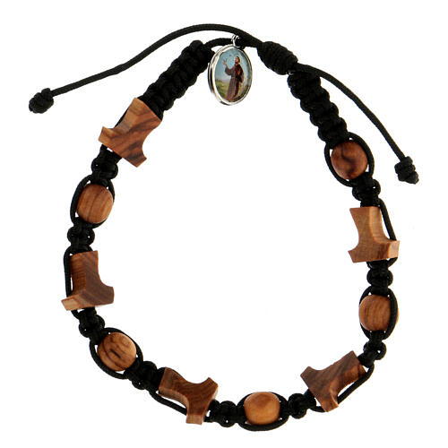 Bracciale Medjugorje grani croci corda nera 1