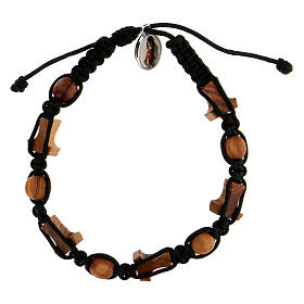 Medjugorje bracelet cross beads black cord