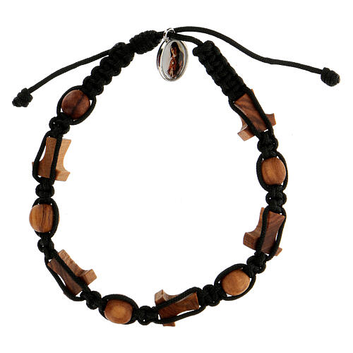 Medjugorje bracelet cross beads black cord 2