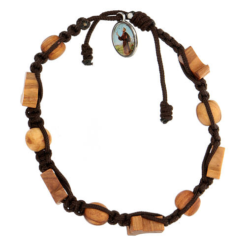Medjugorje bracelet crosses beads brown rope 1