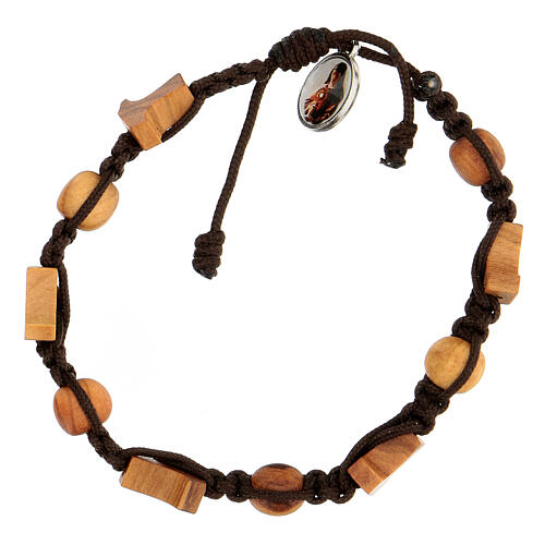 Medjugorje bracelet crosses beads brown rope 2