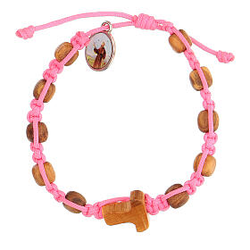 Bransoletka dla dziecka z Medjugorie koraliki okrągłe, sznurek różowy