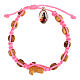 Bransoletka dla dziecka z Medjugorie koraliki okrągłe, sznurek różowy s2