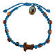 Bracelet Medjugorje grains ronds enfant corde bleu clair s1