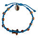 Bracelet Medjugorje grains ronds enfant corde bleu clair s2