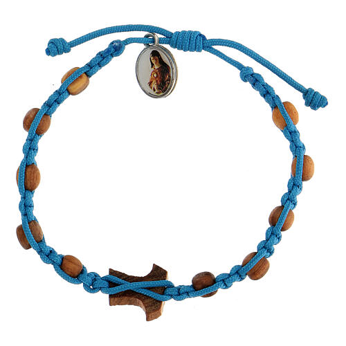 Medjugorje bracelet round beads blue rope for kids 2