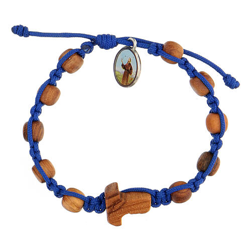 Bracelet médaille enfant Medjugorje corde bleue 1