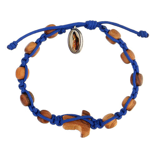 Bracelet médaille enfant Medjugorje corde bleue 2