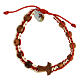 Bracelet Medjugorje child cross tau two-tone white and red rope  s1
