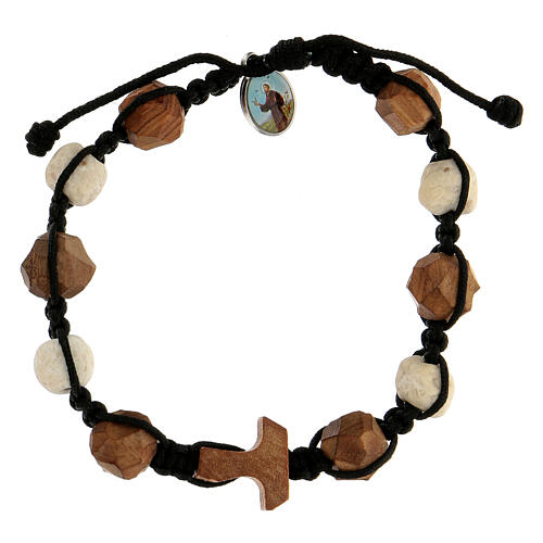 Medjugorje tau cross bracelet with rounded beads 1