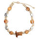 Saint Francis bracelet Medjugorje round beads, beige rope s1