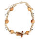 Saint Francis bracelet Medjugorje round beads, beige rope s2