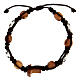 Bracelet round beads medals Medjugorje brown cord s2