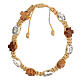 Bracciale Medjugorje medagliette croci legno ulivo corda beige s1