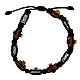 Bracelet Tau crosses in olive wood and medals in black cord Medjugorje s2