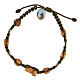 Tau cross bracelet with heart beads Medjugorje dark green rope s2
