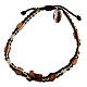 Tau cross bracelet heart beads beige-brown cord Medjugorje s2