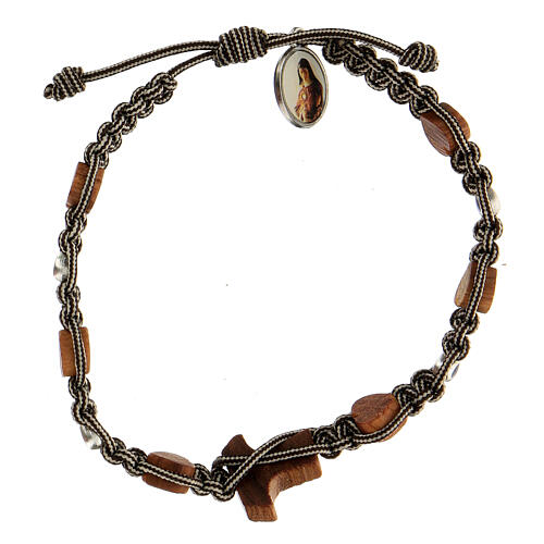 Armband Medjugorje Tau Herzen zweifarbig schwarz weiß 2