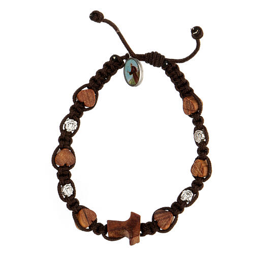 Medjugorje bracelet with brown string structure 1