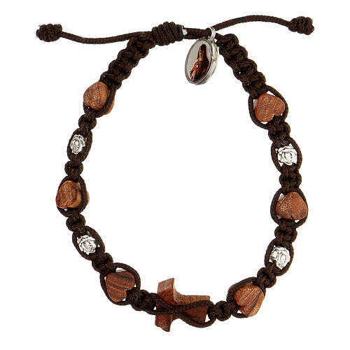 Medjugorje bracelet with brown string structure 2