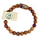 Medjugorje bracelet with wooden grains and two grains of assorted colours s1