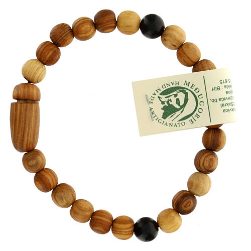Men's olivewood bracelet for man, Our Lady of Medjugorje 2