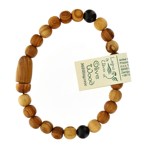 Men's olivewood bracelet for man, Our Lady of Medjugorje 3
