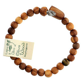 Olivewood bracelet for men, Saint Anthony