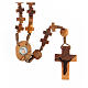 Olivewood rosary with cross-shaped beads and Our Lady of Medjugorje s1