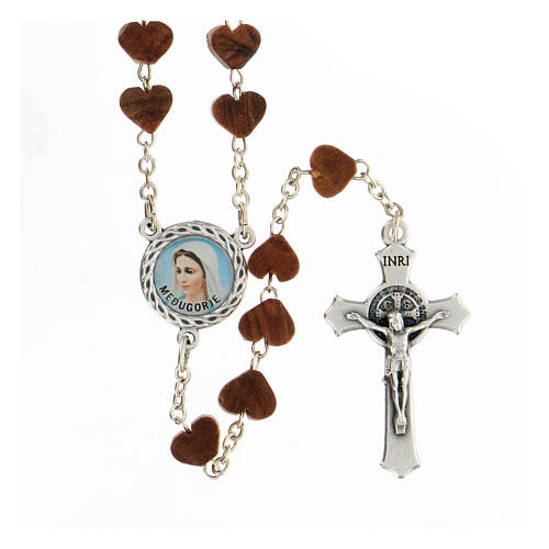 Rosario olivo granos corazón Virgen Medjugorje San Benito 1