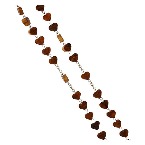 Olive wood rosary with heart beads Our Lady of Medjugorje St Benedict 3